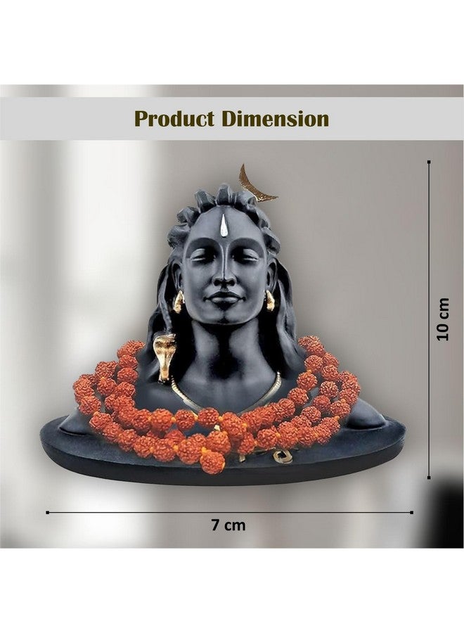 JD FRESH JD FRESH 4.5 Inch Adiyogi Statue with Rudraksh Mala/Resin Car Dashboard Idols/Lord Shiva for Pooja/Shivratri Gift/Decor/Shiv Murti/Mahadev Statues/Decorative Items for Home/Office(Black)  - Image 3