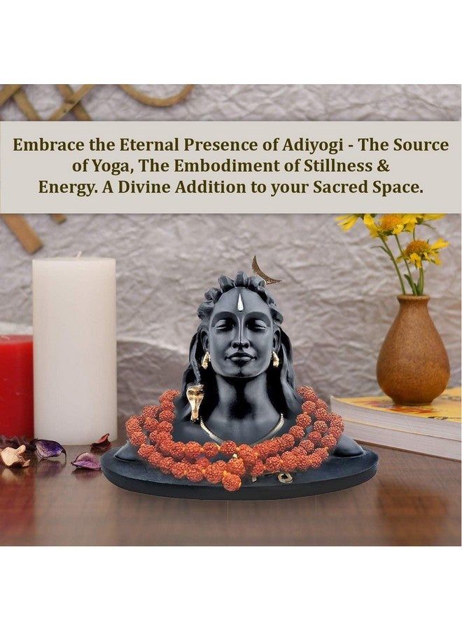JD FRESH JD FRESH 4.5 Inch Adiyogi Statue with Rudraksh Mala/Resin Car Dashboard Idols/Lord Shiva for Pooja/Shivratri Gift/Decor/Shiv Murti/Mahadev Statues/Decorative Items for Home/Office(Black)  - Image 4