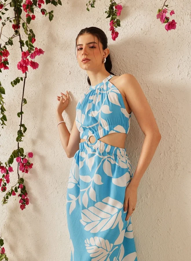 STREET 9 Turquoise Blue Striped A-Line Midi Dress for Women