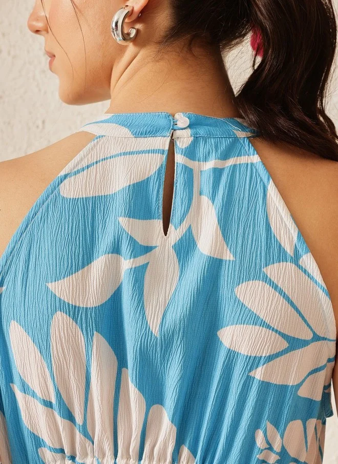 STREET 9 Turquoise Blue Striped A-Line Midi Dress for Women