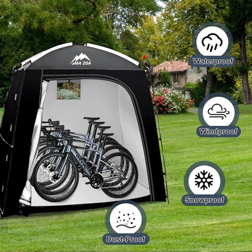 MAIZOA Bike Storage Tent,82*43*70 In Outdoor Portable Storage Tent,Made of 210D Oxford Cloth PU4000mm Waterproof Fabric, Storage Shed for 2-4 bike,Motorcycles,Garden Tools,Lawn Mower,Various Tools - Image 4