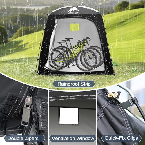 MAIZOA Bike Storage Tent,82*43*70 In Outdoor Portable Storage Tent,Made of 210D Oxford Cloth PU4000mm Waterproof Fabric, Storage Shed for 2-4 bike,Motorcycles,Garden Tools,Lawn Mower,Various Tools - Image 3