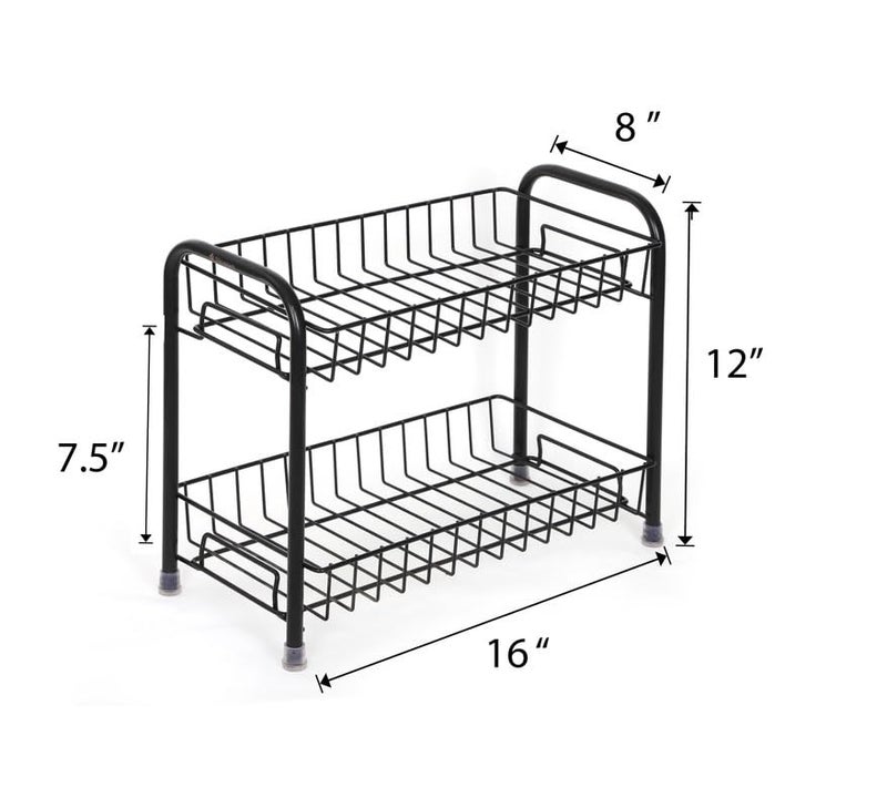 TRIBHU Metal 2Tier Kitchen Rack and Organizer Spice Rack and Container Organizer Mount Trolley Container for BoxesUtensils Dishes Plates for Home Kitchen countertop stand Black - Image 5