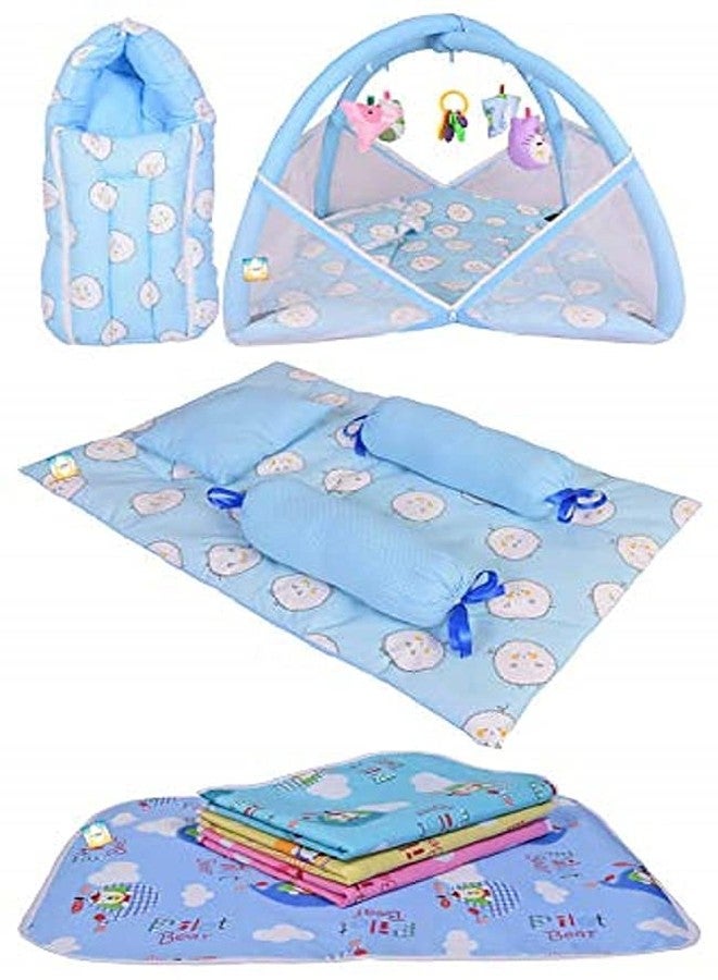 Bantoo Baby Complete All in One Bedding Combo Set (0-6 Months, Blue) (4PCS Set) - Image 1
