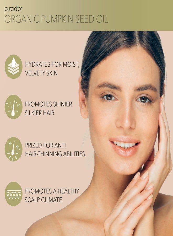 PURA D'OR 4 Oz Organic Pumpkin Seed Oil - 100% Pure USDA Certified Premium Grade Body Oil & Hair Growth Serum - After Shower Body Oil For Women & Men - Cold Pressed, Unrefined, Hexane-Free Skin Oil - Image 3