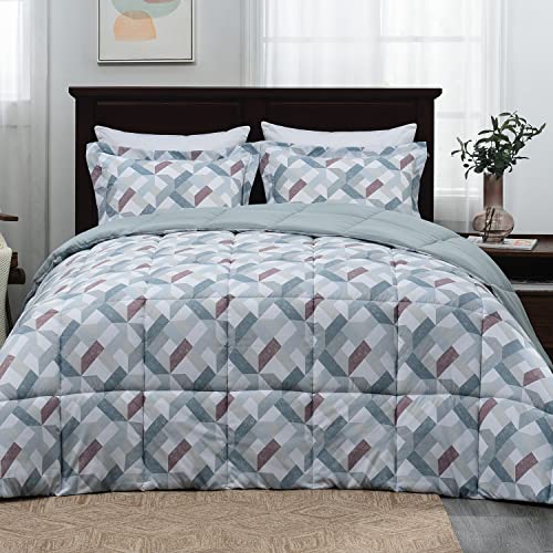 Basic Beyond King Size Comforter Set - Printed Geometry Pattern Comforter Set King Size,Lightweight Down Alternative Bed Comforter King Set(Geometry,King) - Image 3