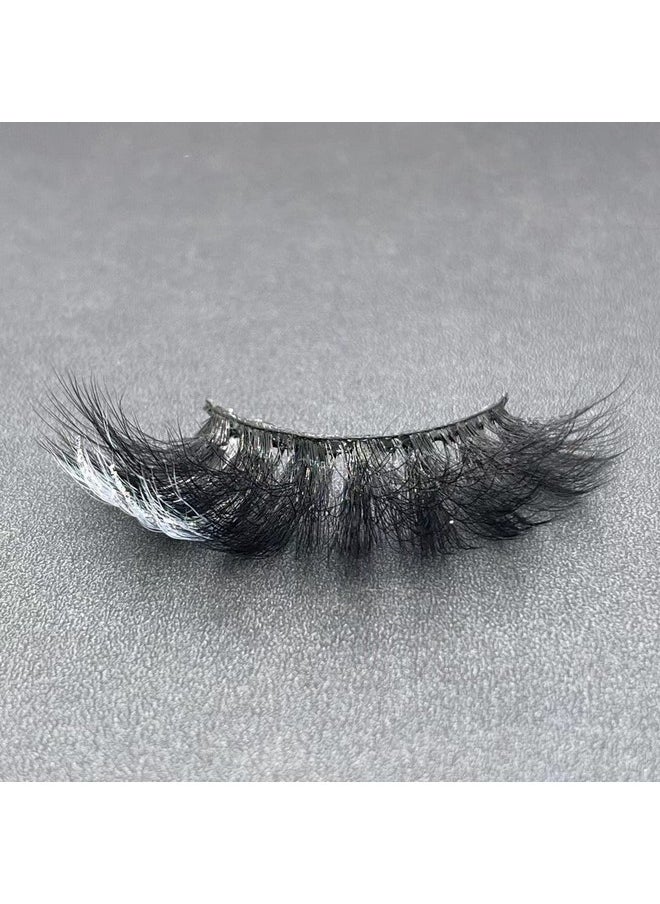 Miss Kiss - Miss Kiss 1 Pair Lashes with White Color Silver Glitter, Manga Sparkly Highlight Lash, Fairy Soft False Eyelash, Fluffy Faux Mink Eyelashes, 18 MM Cosplay Party Tiktok Live - Image 1