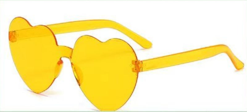Generic Transparent Jelly Heart Sunglasses Unisex Night vision yellow