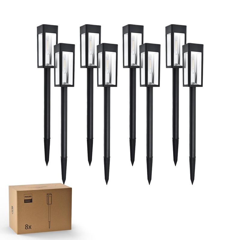 Philips 8 Packs Solar Pathway Lights Outdoor, Glass Metal Led Garden Landscape Lightings, 3000K Warm White, Waterproof for Decor Yard, Walkway, Patio, Driveway, Lawn - Image 2