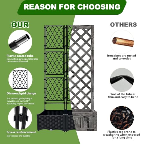 BUKLIYN Planter with Trellis - Raised Garden Bed with Trellis 75.5"x31.5"x16", Privacy Screen Planter Box with Drainage Hole, Outdoor Raised Garden Bed for Climbing Plants - Image 5