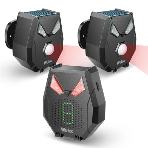 Wuloo Solar Wireless Driveway Alarm Alert Outside 2000ft Range Outdoor Motion Sensor Detector Driveway Alert System with Rechargeable BatteryWeatherproofMute ModeExpandable1 Receiver and 2 sensors - Image 1