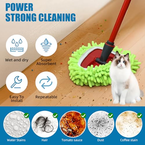 YWSHF Mop Heads Replacements Compatible with Ocedar RinseClean 2-Tank System 3 Pack Spin Mops Refill Microfiber Chenille for O Cedar Dry Wet Cleaning All Hard-surfaced Floors Machine Washable - Image 5