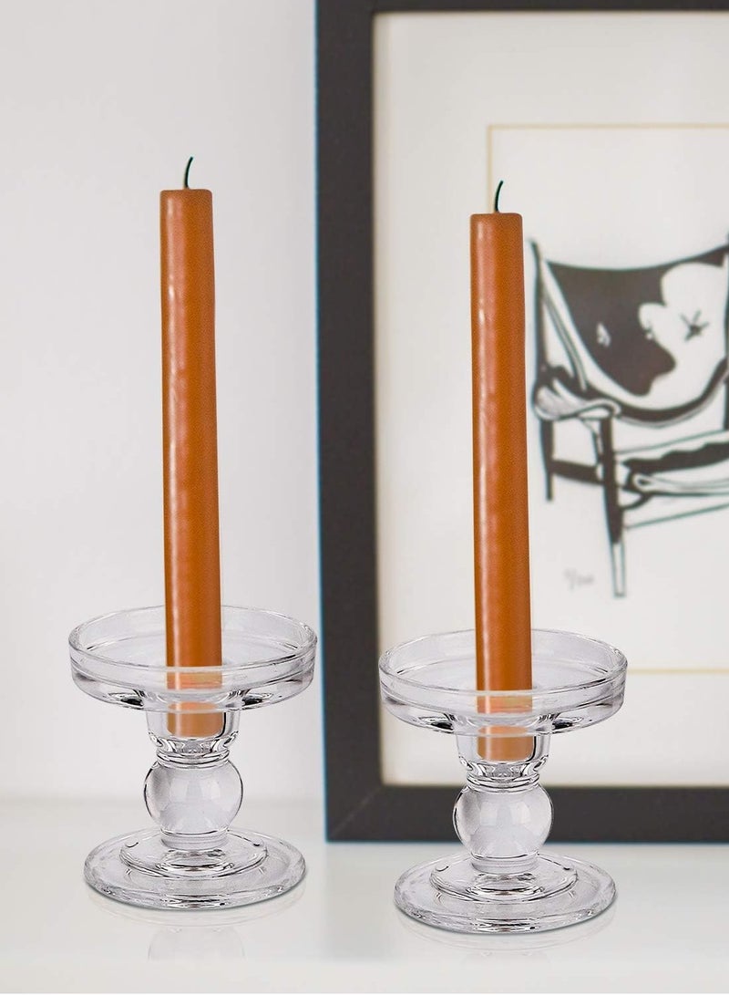 ار ار براند قطعتين حامل شموع زجاجي لشمعة عمودية حامل كريستال شفاف شمعة صغيرة مدببة لطاولة العشاء المنزلية ديكور المنزل - Image 4
