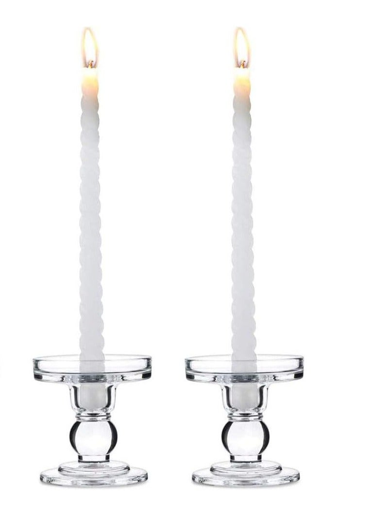 ار ار براند قطعتين حامل شموع زجاجي لشمعة عمودية حامل كريستال شفاف شمعة صغيرة مدببة لطاولة العشاء المنزلية ديكور المنزل - Image 5
