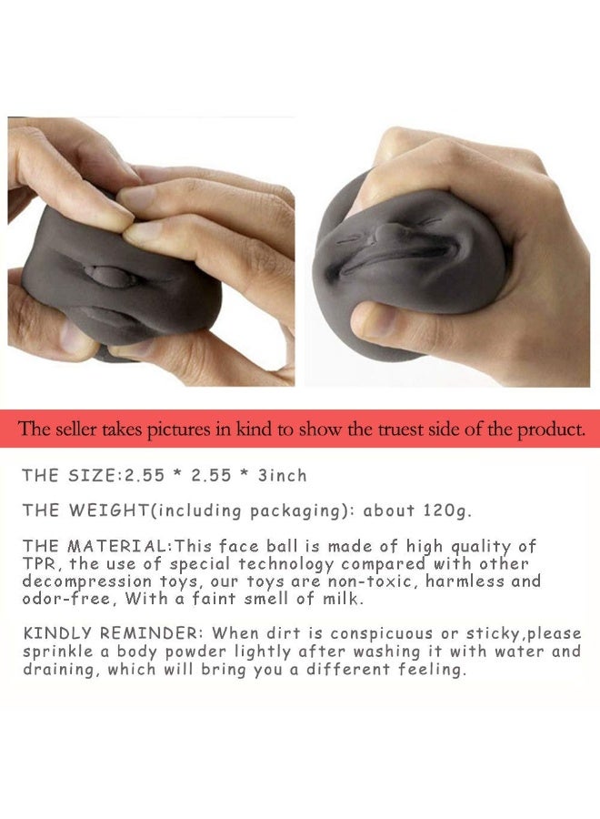 Peachjoy Human Face Emotion Balls, Squeeze Toy, Fidget Toys, Stress Relief, Black, All Ages - Image 3