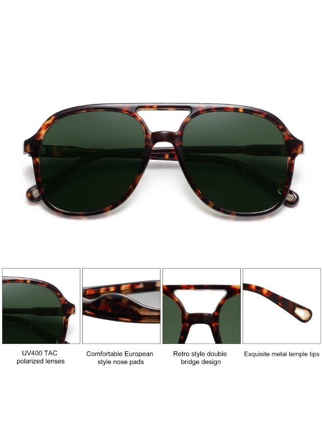 Retro Polarized Aviator Sunglasses Womens Mens Classic 70s Vintage Trendy Square Aviators - Image 5