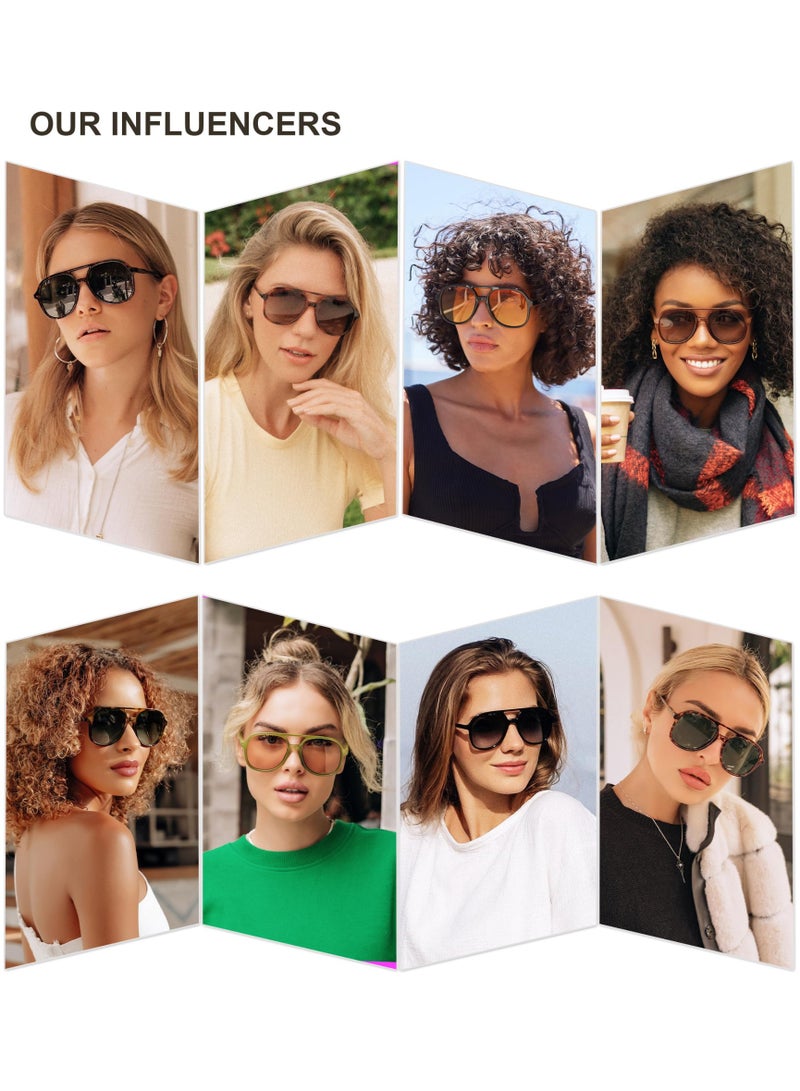 Retro Polarized Aviator Sunglasses Womens Mens Classic 70s Vintage Trendy Square Aviators - Image 4