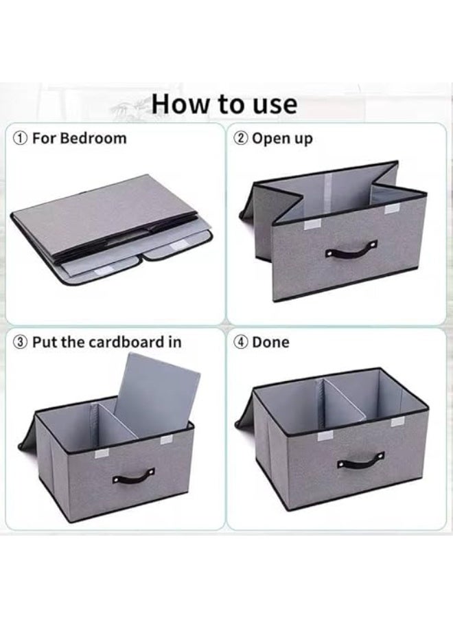 Spaceshoop Double Cover Linen Fabric Storage Bins,Foldable Storage Container,Foldable Storage Container,Large Capacity Clothes Organizer small size 36 * 25 * 16  - Image 5