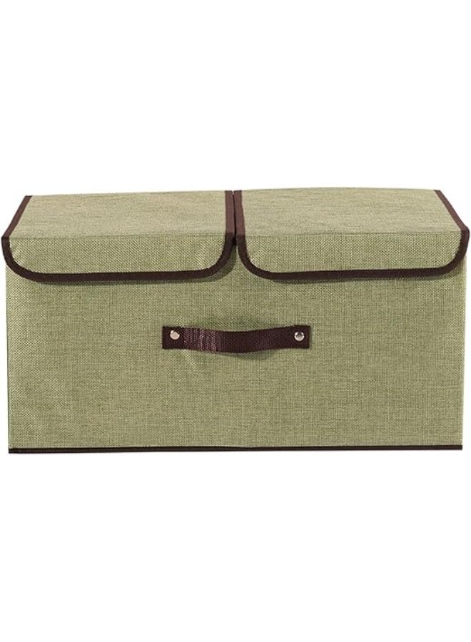 Spaceshoop Double Cover Linen Fabric Storage Bins,Foldable Storage Container,Foldable Storage Container,Large Capacity Clothes Organizer small size 36 * 25 * 16  - Image 1