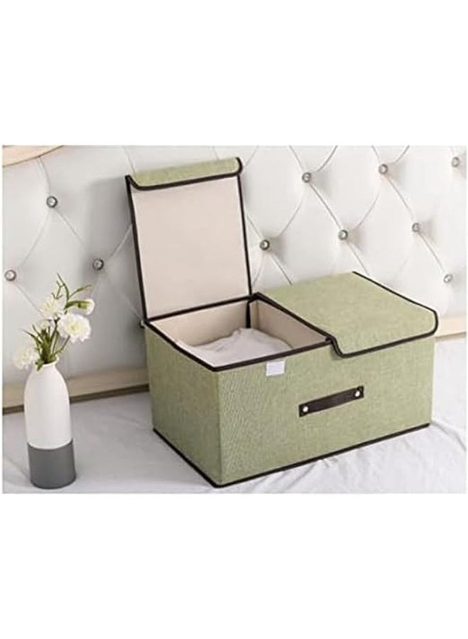 Spaceshoop Double Cover Linen Fabric Storage Bins,Foldable Storage Container,Foldable Storage Container,Large Capacity Clothes Organizer small size 36 * 25 * 16  - Image 3