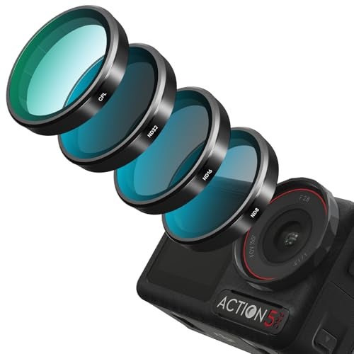 REYGEAK Lens Filter Set for DJI Action 5 Pro/4/3,4 Pack CPL ND8 ND16 ND32 Polarizing Neutral Density Filter,Multicoated HD Optical Glass for DJI Osmo Action Camera Accessories - Image 1