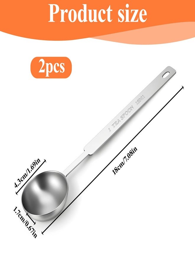 Exircy 2 Pcs Long Handle Measuring Spoons 15ml, Tablespoon Measuring Spoon Premium Stainless Steel Metal Spoon Coffee Scoop for Accurate Measure Liquid or Dry Ingredients, for Cooking Baking - Image 2