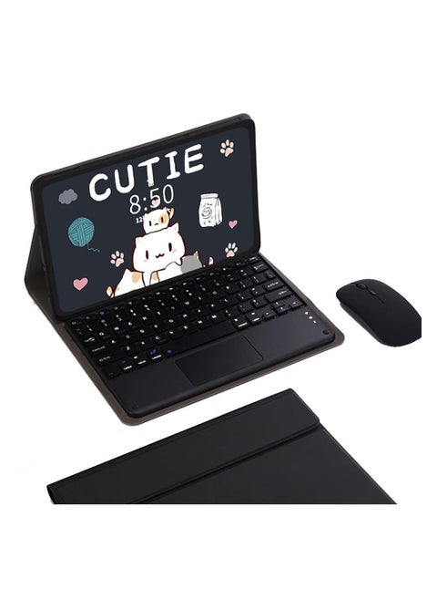 3 in 1,  Arabic and English Keyboard Case for Xiaomi Redmi Pad 2022 Case 10.61 inch with Bluetooth Mouse, Lightweight Cover with Detachable Bluetooth Touch Keyboard (Black)
