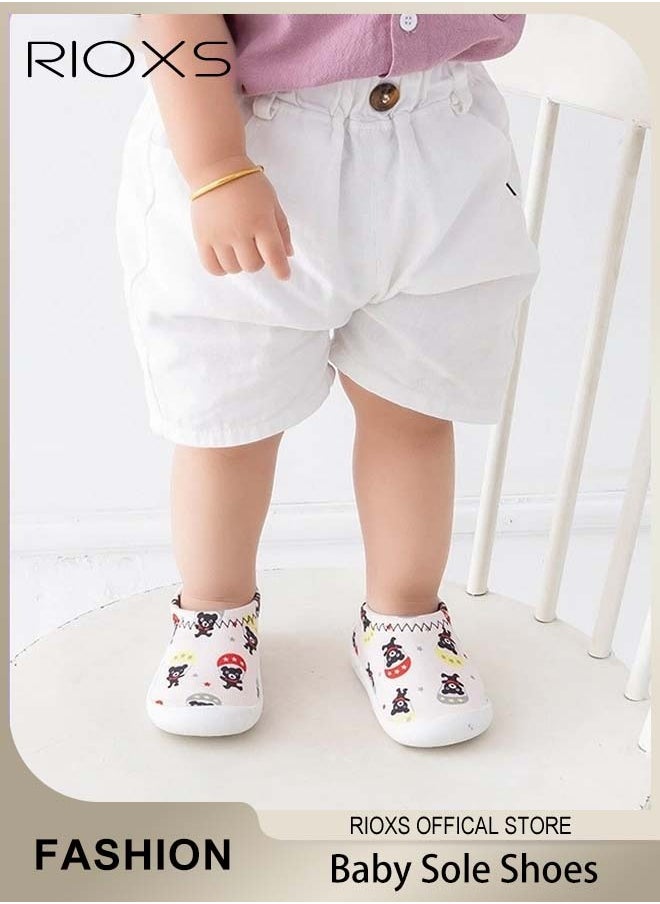 RIOXS - Infant Baby Soft Sole Shoes, Cute Slippers For Girls Boys, Anti Slip House Slipper, Flat Shoes For Indoor Outdoor, Walking Shoes Infant Sneakers Crib Shoes For Baby, Breathable Casual Kids Shoes - Image 1