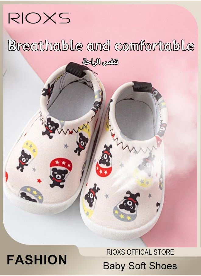 RIOXS - Infant Baby Soft Sole Shoes, Cute Slippers For Girls Boys, Anti Slip House Slipper, Flat Shoes For Indoor Outdoor, Walking Shoes Infant Sneakers Crib Shoes For Baby, Breathable Casual Kids Shoes - Image 1