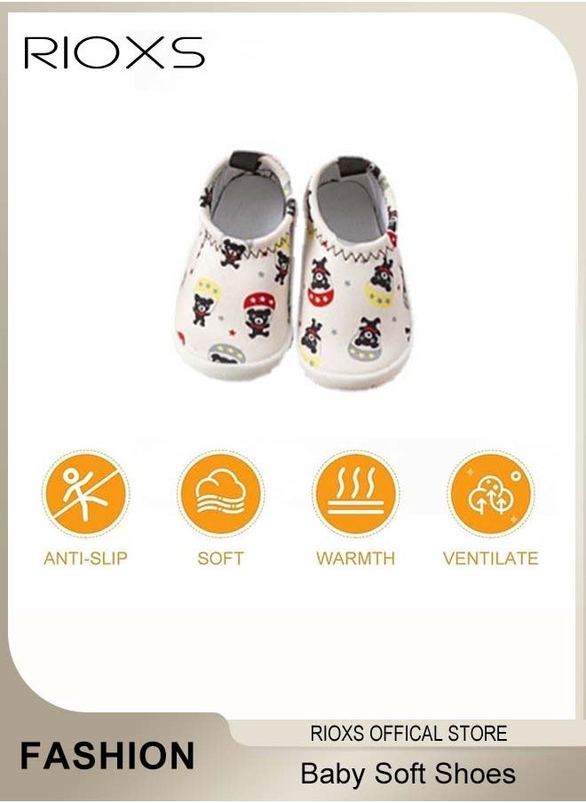 RIOXS - Infant Baby Soft Sole Shoes, Cute Slippers For Girls Boys, Anti Slip House Slipper, Flat Shoes For Indoor Outdoor, Walking Shoes Infant Sneakers Crib Shoes For Baby, Breathable Casual Kids Shoes - Image 1