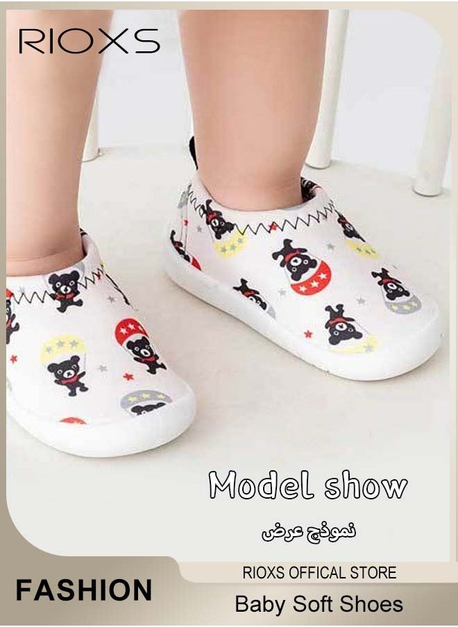 RIOXS - Infant Baby Soft Sole Shoes, Cute Slippers For Girls Boys, Anti Slip House Slipper, Flat Shoes For Indoor Outdoor, Walking Shoes Infant Sneakers Crib Shoes For Baby, Breathable Casual Kids Shoes - Image 1