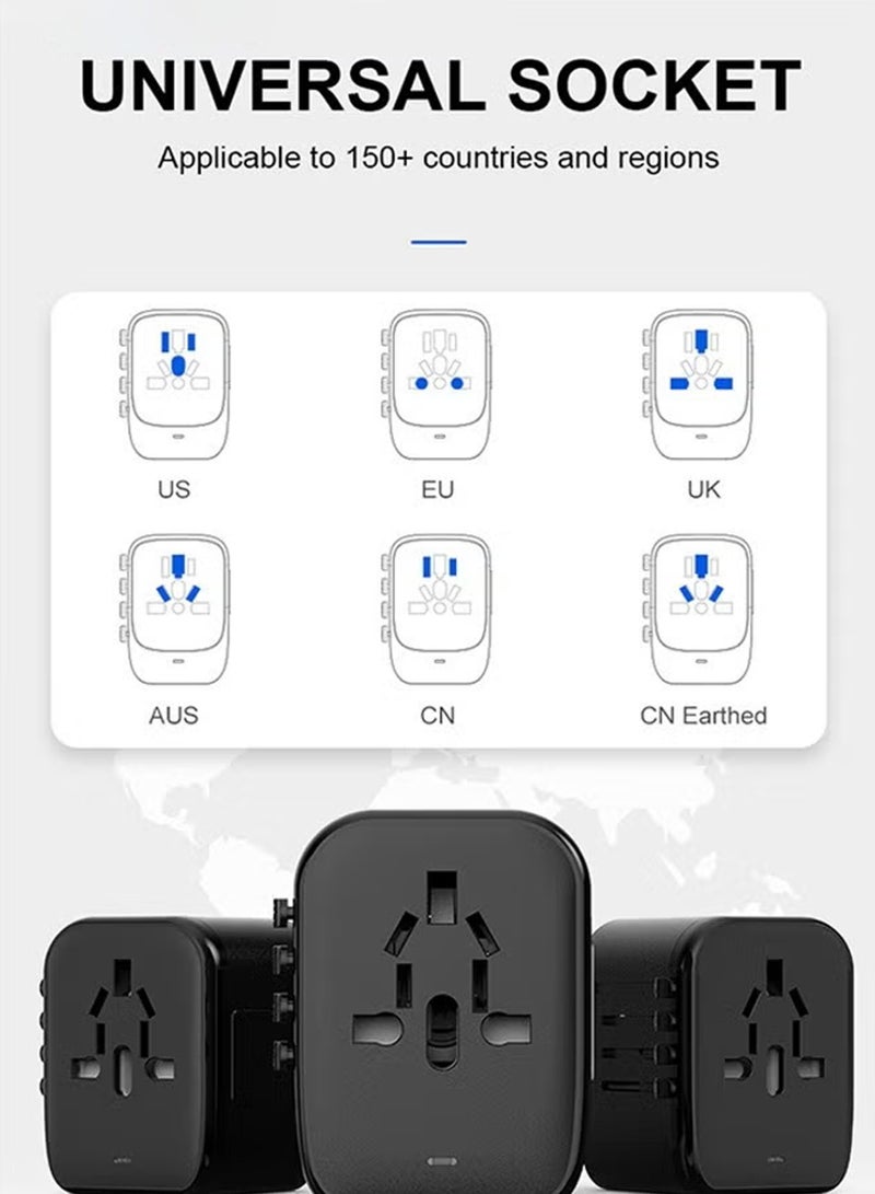 Captaintech Universal International Power Travel Plug Adapter, 5 in 1 European Travel Plug Adapter W/ 3.5A 2xUSB-A and 2xUSB C Wall Charger and Worldwide AC Outlet for Europe USA UK AUS Asia - Image 4