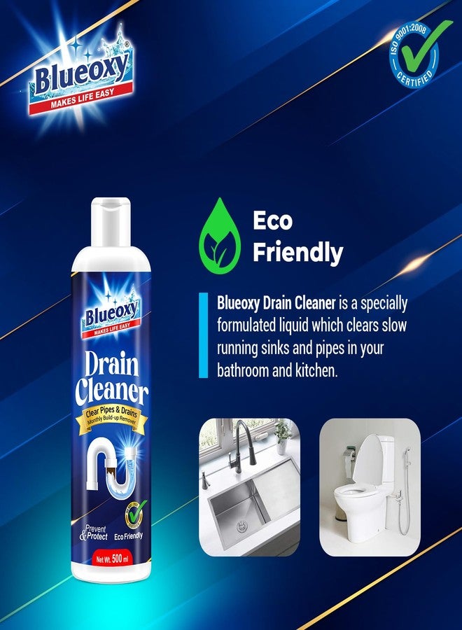 Blueoxy Drain Clog Remover Liquid | Used for Shower & Sink Drains & Pipes | Pure Gel Based | 500 Ml | Pack of 1 - Image 3