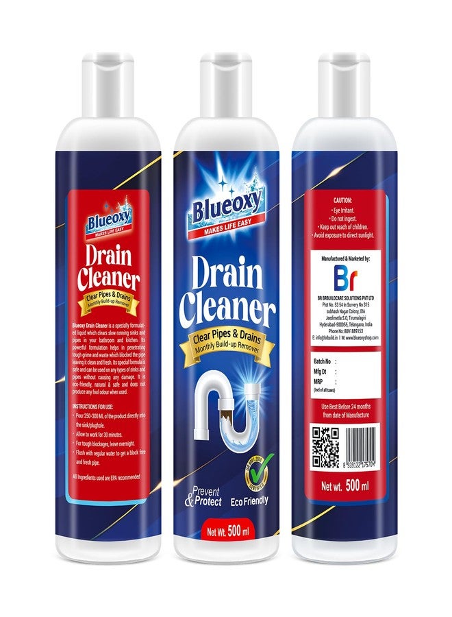 Blueoxy Drain Clog Remover Liquid | Used for Shower & Sink Drains & Pipes | Pure Gel Based | 500 Ml | Pack of 1 - Image 5