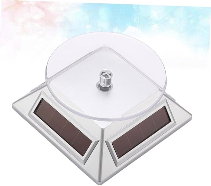 Solar Powered Rotating Display Stand For Jewelry Watches Phones Cameras Black - Image 3