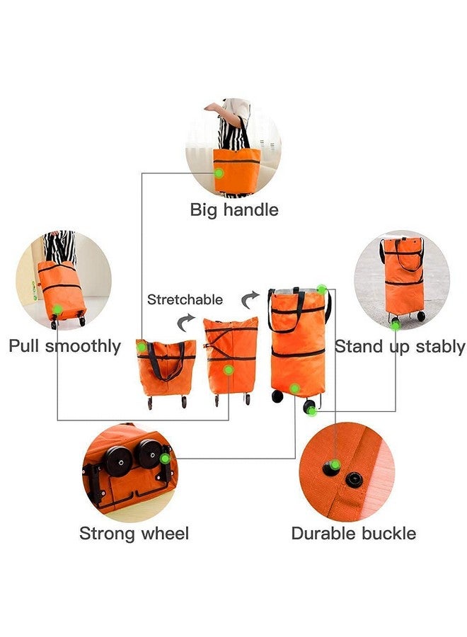 Yorten Lightweight Shopping Trolley Bag with Wheels Folding Travel Luggage Bag Vegetable Grocery Carry Bag Portable Trolley Bag Plus Hand Bag 3 in 1 (Multicolor) - Image 3