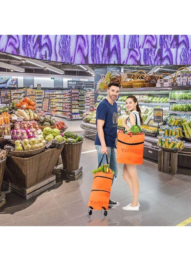 Yorten Lightweight Shopping Trolley Bag with Wheels Folding Travel Luggage Bag Vegetable Grocery Carry Bag Portable Trolley Bag Plus Hand Bag 3 in 1 (Multicolor) - Image 5