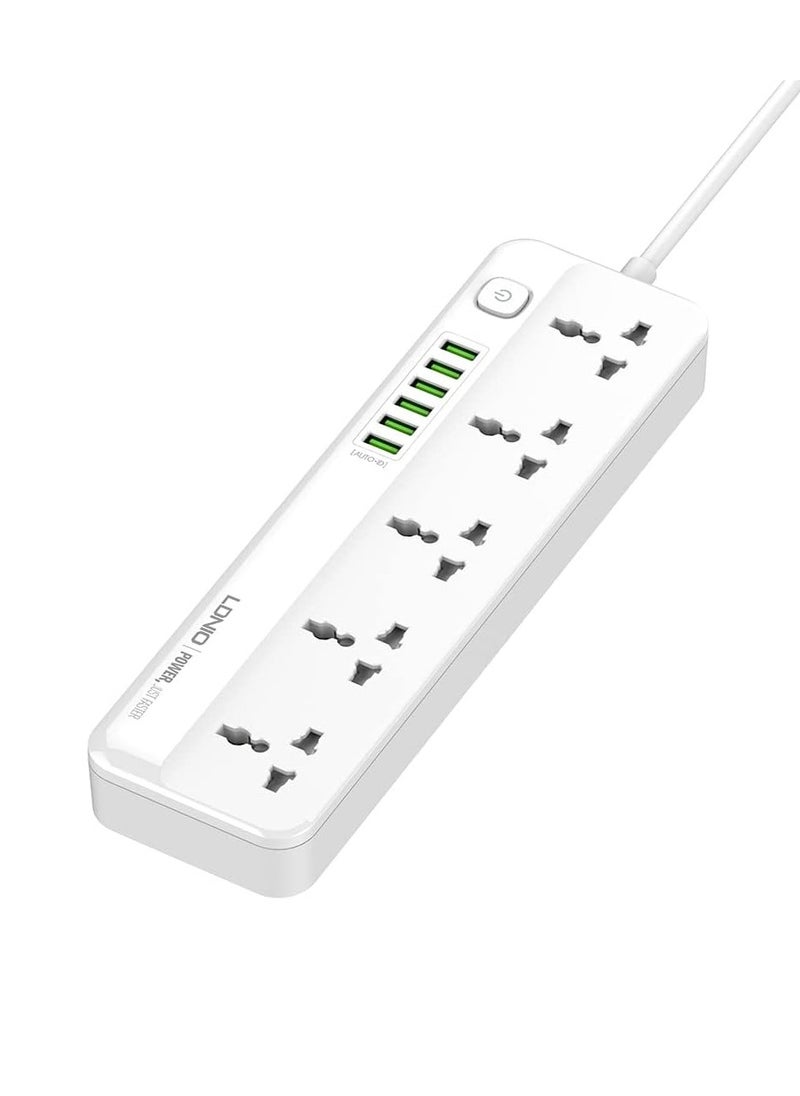 LDNIO Power Strip Protector With5 Ac Outlets And 6 Usb Charging Ports Power Socket, With 2M Cord 2500w - SC5614 White  - Image 1