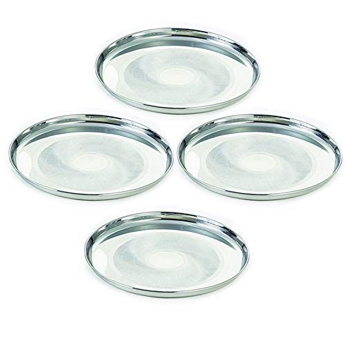 Neelam Neelam Stainless Steel 12, 22 Gauge Diamond Buffet Plate, 28 cm, Silver, Set of 6, Durable, Elegant Round Plates for Serving, Parties, Special Occasions, Long-Lasting, Easy to Clean & Maintain