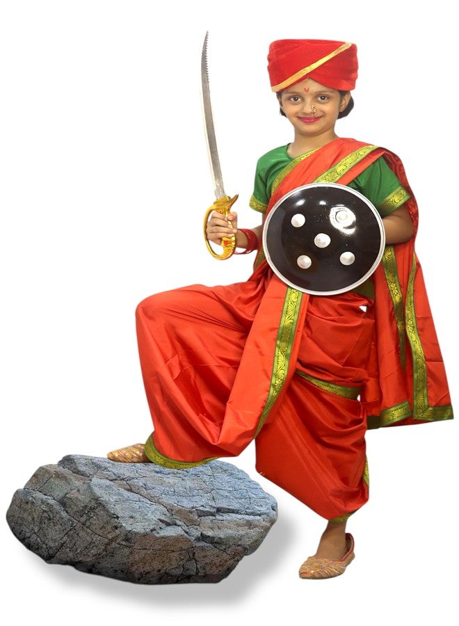 TWINKLE TOTS Rani Lakxmi Bai Dress for Girls Kids Costume With Complete Accessories Jhansi Ki Rani Costume - Image 1