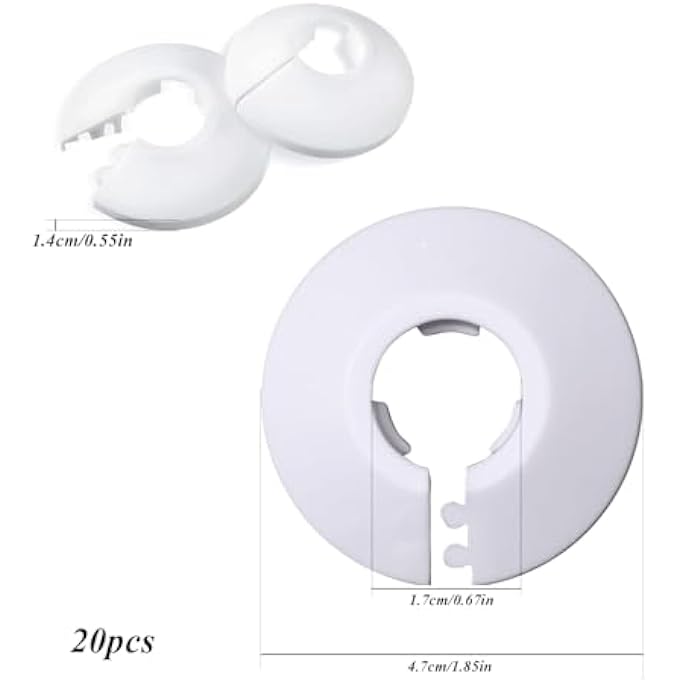 20 PCS PLASTIC RADIATOR PIPE COVERS, WHITE RADIATOR PIPE COLLARS, PIPE DECORATION COVER, WHITE PIPE SLEEVE FOR 15MM DIAMETER PIPE - Image 3