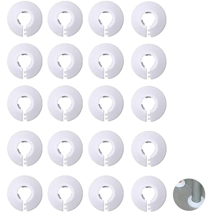 20 PCS PLASTIC RADIATOR PIPE COVERS, WHITE RADIATOR PIPE COLLARS, PIPE DECORATION COVER, WHITE PIPE SLEEVE FOR 15MM DIAMETER PIPE - Image 2