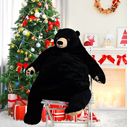 SNOWOLF Djungelskog Bear Giant Simulation Bear Toy Stuffed Animal Plush Doll Huge Cuddly American Wildlife Black Bear for Home Decoration Valentines Birthday Gift 393 in100 cm Black - Image 5