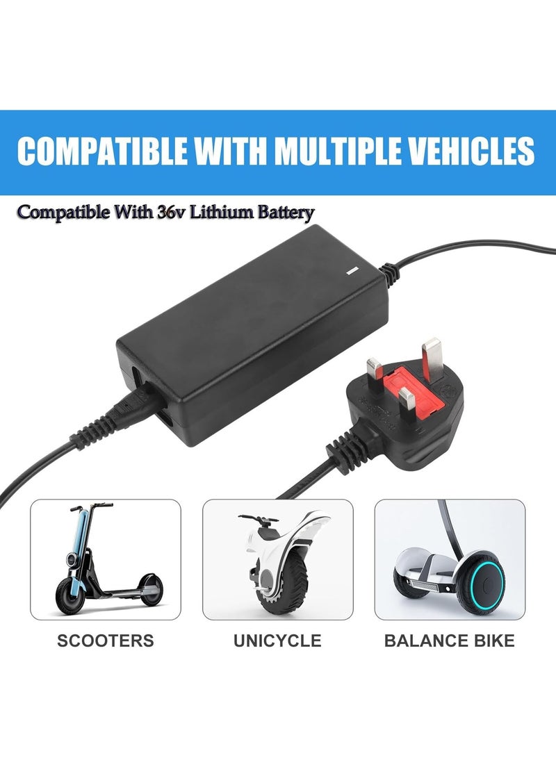 كوفوز شاحن سكوتر كهربائي بجهد 42 فولت 2 أمبير، شاحن سكوتر كهربائي 42 فولت لإعادة شحن بطارية سكوتر التنقل 42 فولت لبطارية 36 فولت ليثيوم أيون لبطارية الدراجة الإلكترونية الكهربائية إعادة شحن سريع لبطارية سكوتر M365 E سكوتر شحن 6 مقابس - Image 4