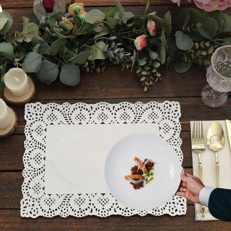 Unique Elegant White Placemat Doilies (Pack of 8) - 9.75" x 14.25" - Premium Paper Table Decorations - Perfect for Parties, Home, & Events - Image 3