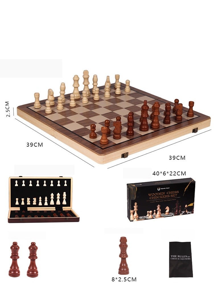 Y&D Wooden Colour Non-Magnetic 38Cm Chess Set Chess Sets,15 Inch Non-Magnetic Wooden Chess Set, Board Game for Adults and Kids, with 24 Cherkers Pieces Extra & 2 Extra Queens,Portable Travel Chess Board Game Sets - Image 5