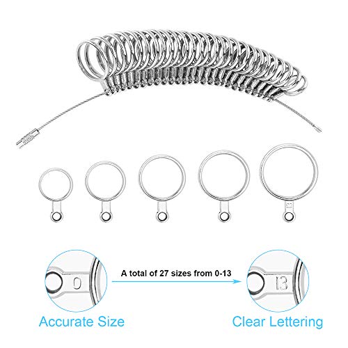 UUBAAR Ring Sizer Measuring Tool, 27 PCS Ring Measurement Tool, US Ring Size 0-13 with Half Size, 1 PCS Finger Ring Sizing Measure Gauge, by UUBAAR - Image 4