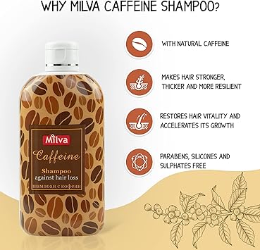 Milva Caffeine Natural Hair Growth Thickening Shampoo for Women and Men 200ml SulfateFree Formula with Caffeine Extract Fights Hair Loss Volumizes Nourishes Thinning Hair - Image 5