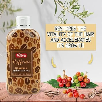 Milva Caffeine Natural Hair Growth Thickening Shampoo for Women and Men 200ml SulfateFree Formula with Caffeine Extract Fights Hair Loss Volumizes Nourishes Thinning Hair - Image 3