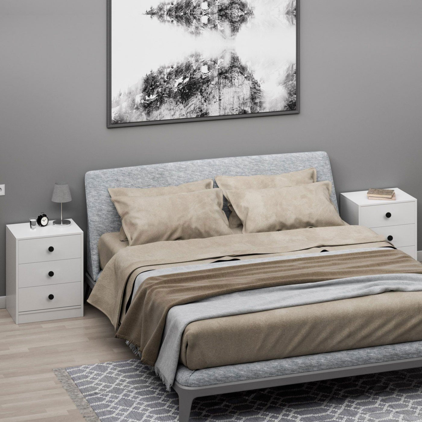 Modern MDF nightstand - Height 65 cm - Width 44 cm - Depth 36 cm, from Furniture Store.